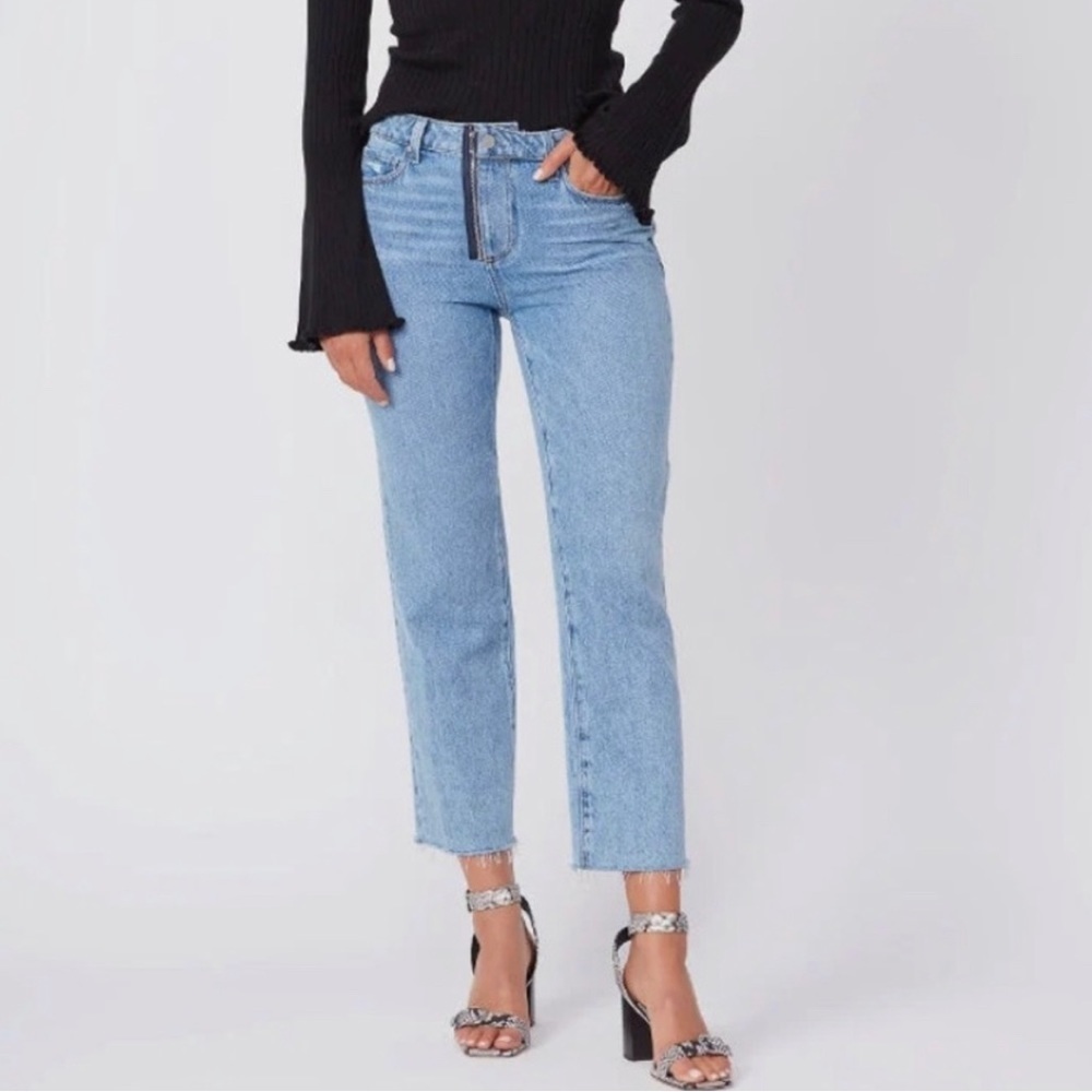 Paige Noella Raw Hem Straight Leg Jeans